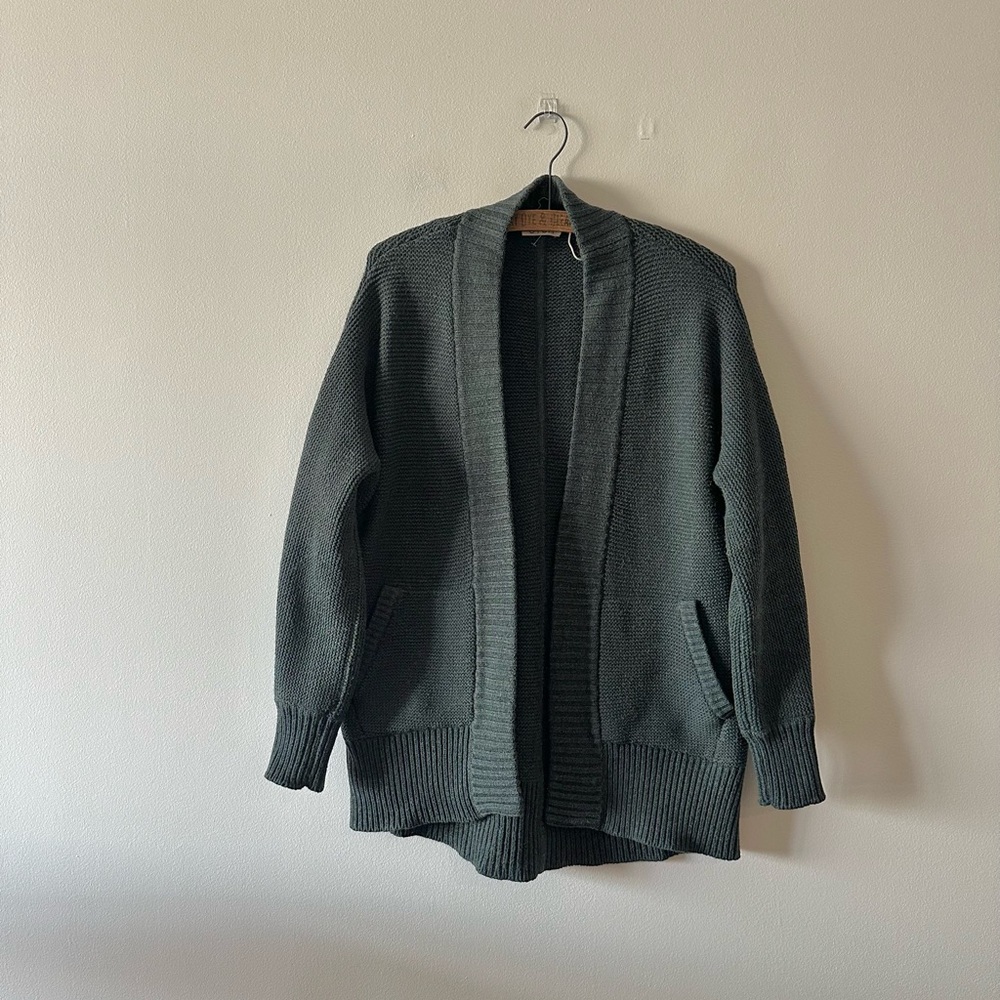 Oyun Merino Wool Cocoon Cardigan Knit Dark Green S Minimalist